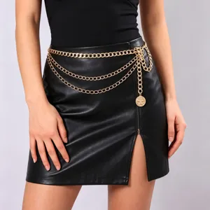 Gold multi-layer coin waist chain body chain for women fashion belt jewelry accessory
