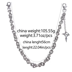 Hip hop punk metal waist chain with cross pendant, cool street style pant chain for men.