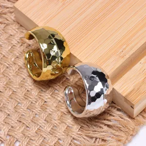 Chunky hammered gold silver hoop earrings minimalist fashion jewelry for women everyday wear