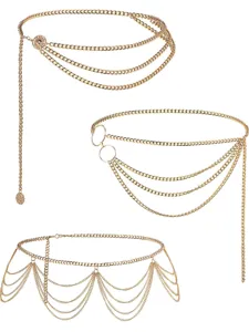 Vintage Punk Sunflower Metal Waist Chain Multi Layer Body Chain For Women Fashion Casual Party Jewelry Accessory