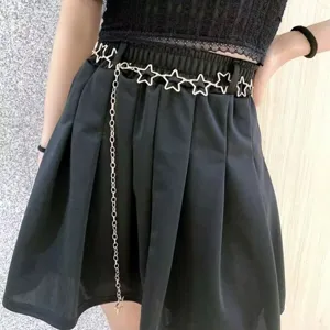 Punk Style Metal Hollow Pentagram Waist Chain Women Minimalist Versatile Star Decorative Body Chain Fashion Jewelry