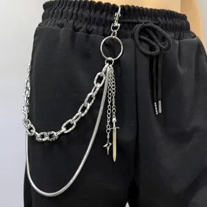 Catena da cintura in metallo stile punk con ciondolo a spada accessorio streetwear hip hop rock