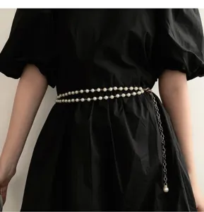 Damen Mode Taille Kette Sexy Mehrschichtige Künstliche Perle Körper Kette Metall Gürtel Party Schmuck Zubehör