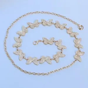 Gold butterfly waist chain for women adjustable metal body chain fashion jewelry.