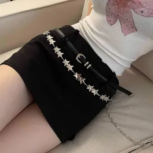 Catena da vita in metallo retrò a stella a cinque punte da donna, catena per il corpo regolabile.