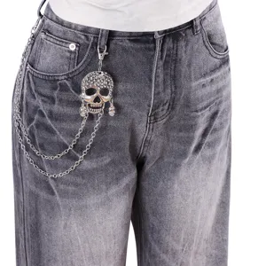 Catena pantaloni punk hip hop catena portafoglio teschio metallo per jeans rock.