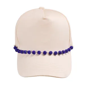 Fashion rhinestone chain baseball cap, trendy dopamine style hat accessory for women.