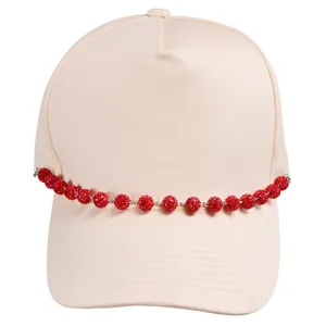 Beaded chain beige baseball cap stylish fashion hat accessory trend street wear headwear