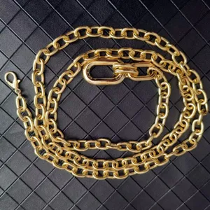 Chic gold metal chain accessory, versatile chunky waist chain and bag strap for trendy styles.