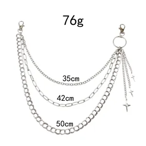Meerlagige metalen broekketting gotische tailleketting met kruis bedels voor dames en heren