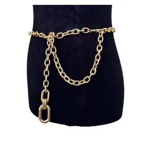Gold chain belt for women metal waist chain chic punk style body jewelry detail view