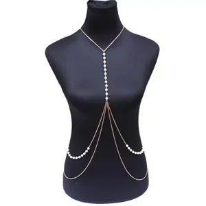 Vintage Punk Multi-Layer Waist Chain For Women Alloy Artificial Pearl Tassel Body Chain Fashion Jewelry