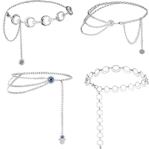 Vintage Metal Waist Chain Multi Layer Body Chain Evil Eye Sunflower Moon Star Waist Jewelry For Women