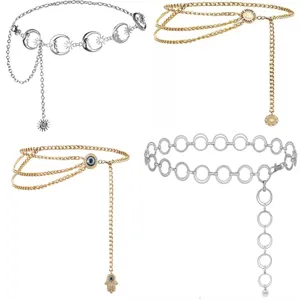 Women retro metal waist chain multi-layer body chain boho waist belt fashion jewelry