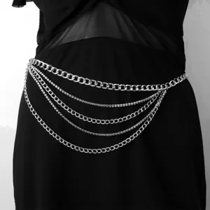 Multi-layer metal waist chain body chain rhinestone layered fashion jewelry for women