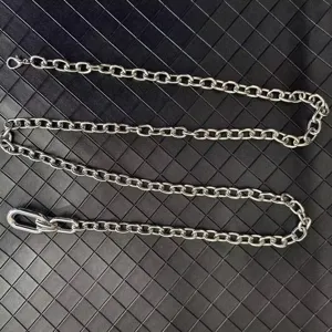 Detailed view of the silver metal chain link, featuring durable metal construction.
