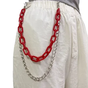 Fashion Colorful Plastic And Metal Chain Waist Chain Punk Style Multi Layer Pants Chain Body Jewelry For Women Party