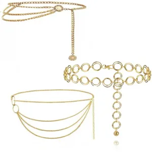 Vintage Multi-Layer Metal Waist Chain Women Fashion Body Chain Alloy Jewelry