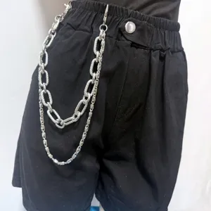 Punk multi-layer metal pants chain hip hop waist chain detail for men and women fashion style