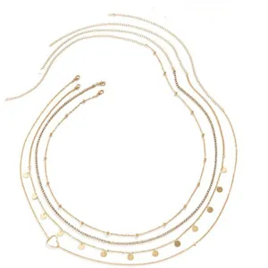 Gold multi-layer body chain waist chain with small disc pendants for women fashion beach sexy jewelry