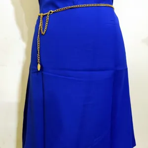 Gold chain belt for women, metal waist accessory, adjustable body chain for dresses.