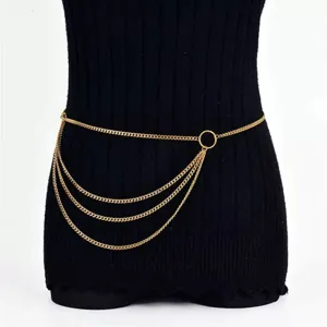 Women Vintage Multi-Layer Metal Chain Waist Chain Round Ring Body Jewelry Accessories For Party Daily Wear