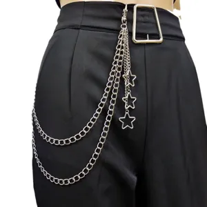 Punk metal pants chain multi-layer star waist chain gothic hip hop trousers jewelry