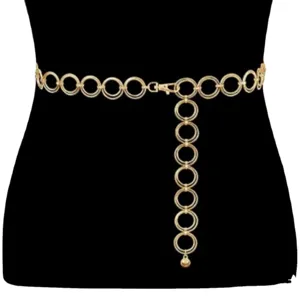 Gold metal ring waist chain fashion body jewelry retro waistbelt for women party accessories