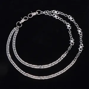 Punk doppelschichtige Metall Taillenkette Hip Hop Hosenkette fuer Damen und Herren Mode