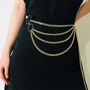 Gold multi-layer metal waist chain body chain fashion women dress accessories trendy jewelry