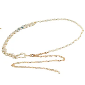 Damen Mode Perlen Taillenkette Koerperschmuck sexy Metall Gliederguertel Accessoire