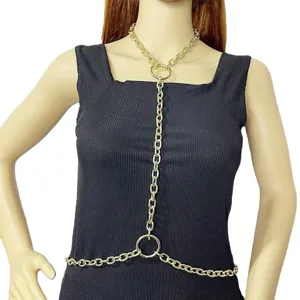 Cadena de cuerpo de metal dorado collar y cadena de cintura joyería de moda vista principal
