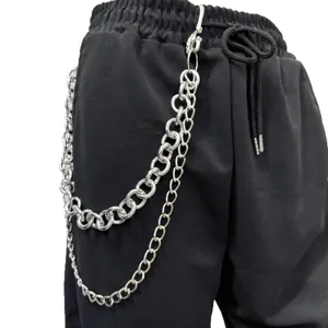 Punk Meerlaagse Metalen Broekketting Hip Hop Schedel Haak Taille Ketting Streetwear Rock Mode Sieraden Voor Mannen Vrouwen
