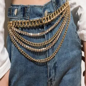 Stunning multi-layer rhinestone waist chain metal body jewelry for women fashion accessory.