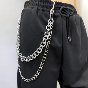 Punk stijl meerlaagse metalen broekketting hiphop taille ketting voor mannen en vrouwen