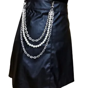 Catena da vita multistrato con perle artificiali e metallo stile streetwear sexy per donne