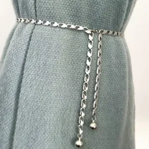 Women metal waist chain sweet cool retro chain belt fashion accessory for daily wear outfits.