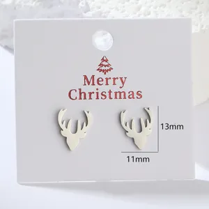 Orecchini a lobo corna di cervo di Natale in acciaio inossidabile, bijoux festivo ideale.