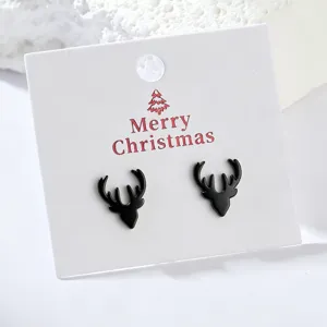 Orecchini a lobo con corna di cervo di Natale in acciaio inossidabile, regalo festivo.
