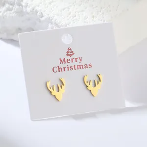 Orecchini a Bottone con Corna di Alce in Acciaio Inossidabile Carino Gioiello per Orecchio di Cervo di Natale per Donne e Ragazze Regalo di Festa