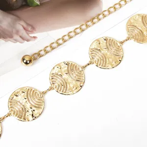 Catena da cintura in metallo dorato da donna, gioiello corpo disco cavo, moda