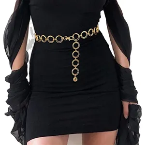 Women gold metal waist chain body chain retro vintage dress accessory fashion jewelry