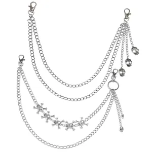 Punk Vintage Metal Pants Chain Hip Hop Multi-Layer Skull Sun Pendant Waist Chain Gothic Jewelry For Men Women