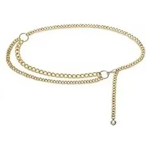 Gold multi-layer metal waist chain for women stylish body jewelry chain belt accessory