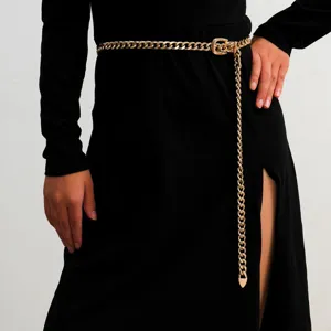Goldene Metallketten Taillengürtel Punk Bodykette für Damen sexy Kleidungszubehör