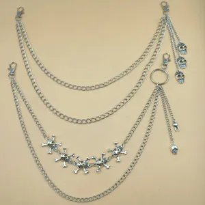 Punk multi-layer skull metal pants chain hip-hop vintage waist chain jewelry detail view