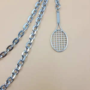 Punk metal waist chain with tennis racket pendant, hip hop street style pants chain jewelry.