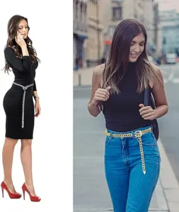 Stilvoller Metall Ketten Gürtel für Damen, cooler Punk Taillen Schmuck für Kleider.