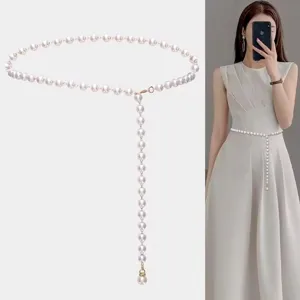 Pearl waist chain delicate body chain fashion jewelry adjustable accessory for women.