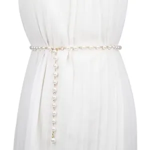 Fashion Artificial Pearl Waist Chain Metal Body Chain Adjustable Belly Chain Chic Waist Jewelry For Women